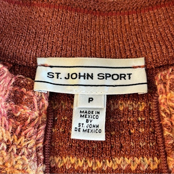 St. John Orange Geometric Santana 3D Knit Zip Up Sweater Jacket Size 2 - Picture 8 of 15